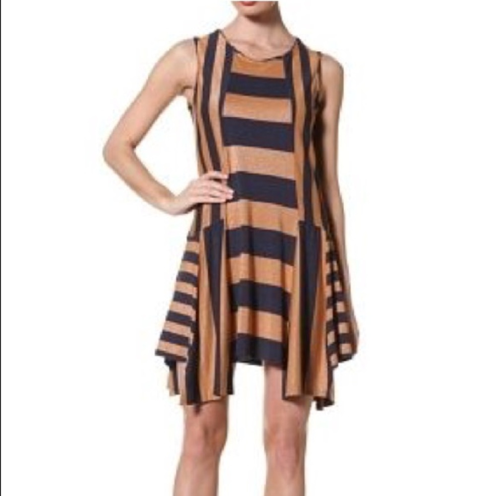Anna Sui mixed jersey stripe handkerchief dress